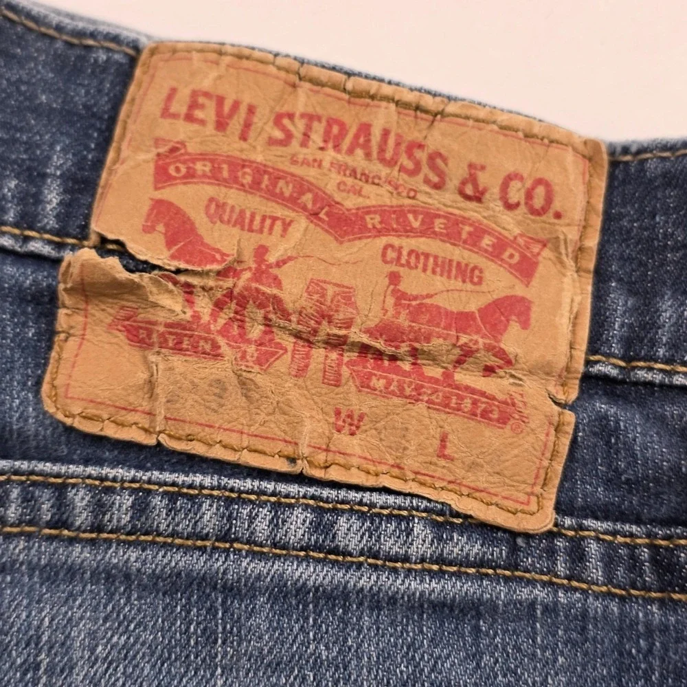Levis Jeans Mens 32x32 Blue Medium Wash Slim Straight‎ Stretch Denim Casual Y2K